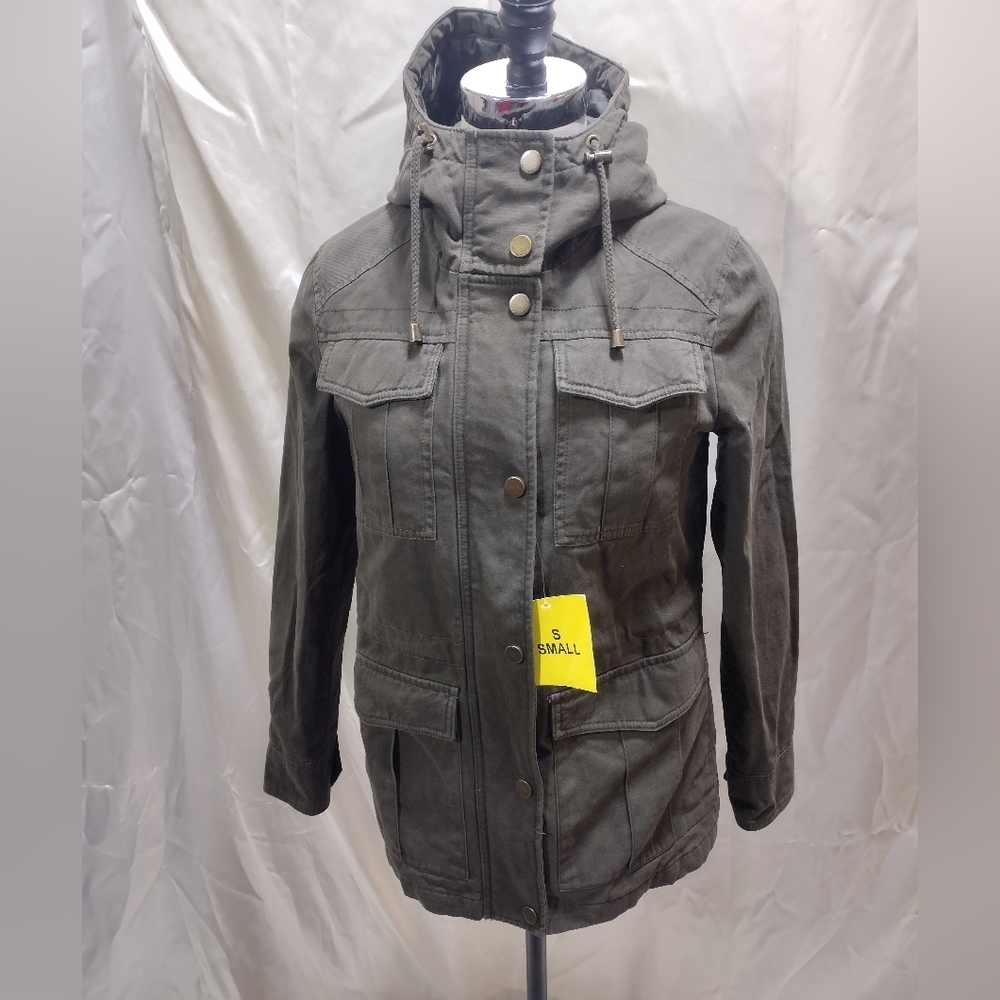 Lucky Brand Women's Anorak Hooded Jacket Zip & Snap Button (Army, Small) NWT